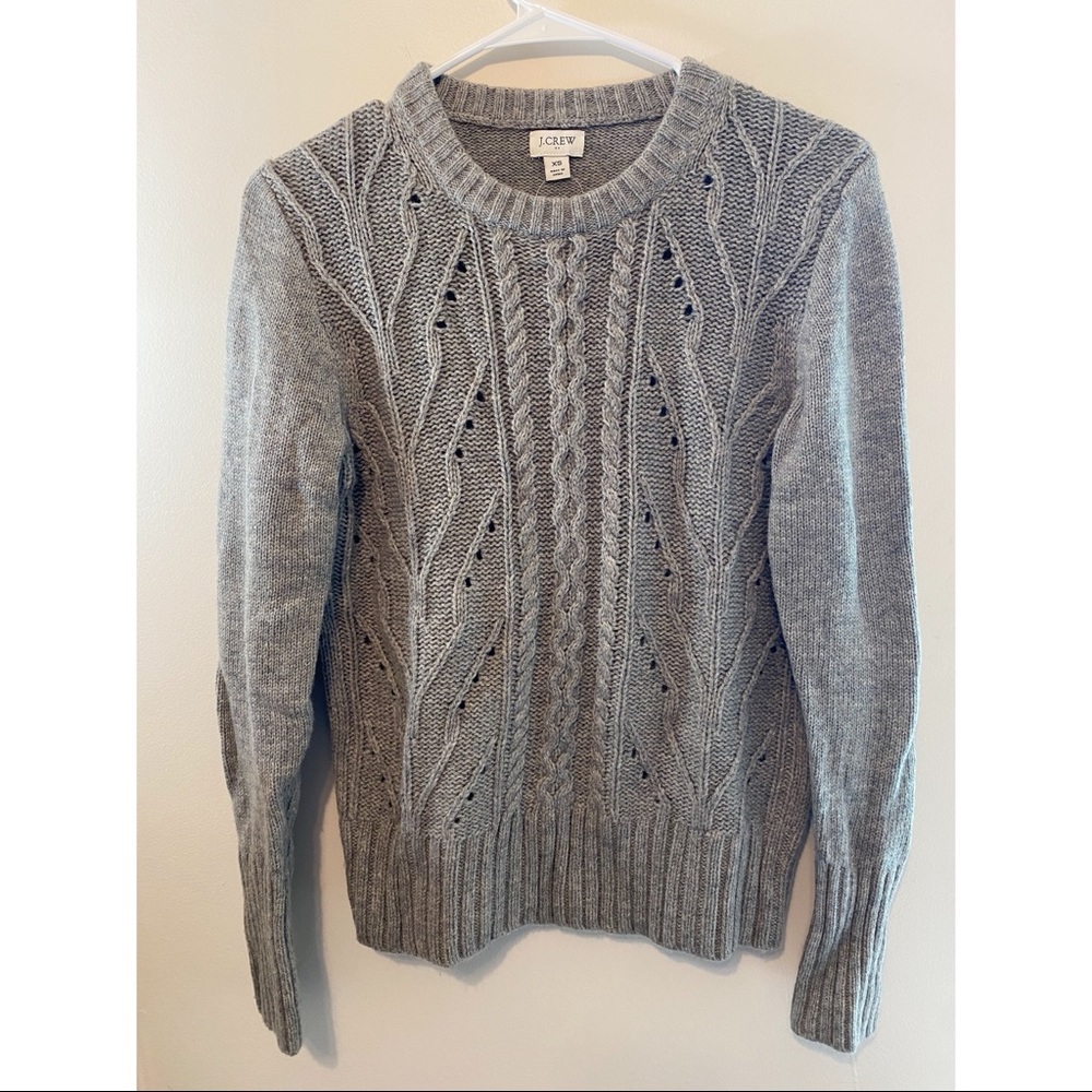 New With Tags, XS Gray J. Crew Sweater with Cableknit Pattern